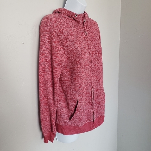 Volcom Women's Small Heather Red Jacket Full Zip Hooded Skater Casual - Picture 3 of 8